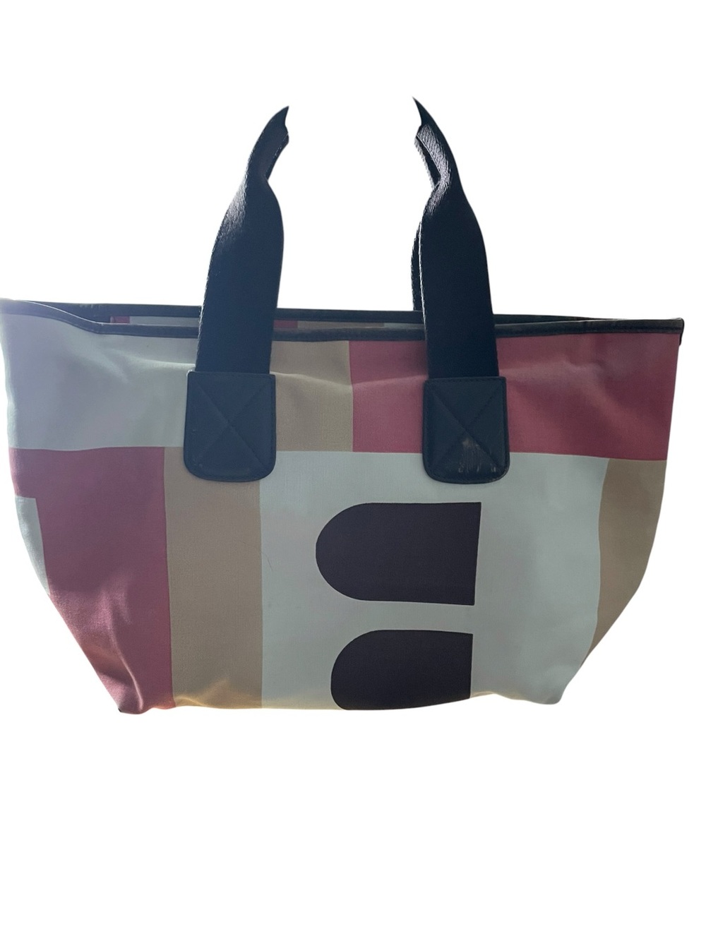 Bally Vintage Geometric Abstract Alphabet Canvas Tote Bag Made in Italy
